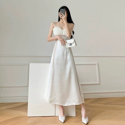 2024 new summer women's clothing design French first love skirt waist slimming gentle style suspender dress