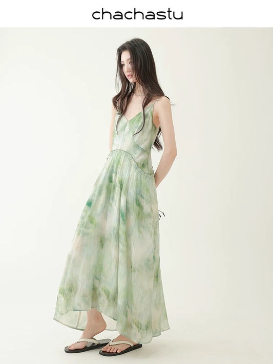 CHACHASTU [Summer Prologue] Like a canvas, a bud-shaped suspender skirt with a design