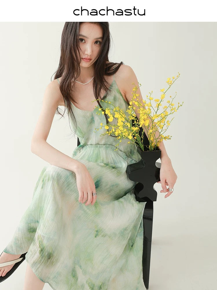 CHACHASTU [Summer Prologue] Like a canvas, a bud-shaped suspender skirt with a design