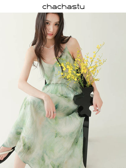 CHACHASTU [Summer Prologue] Like a canvas, a bud-shaped suspender skirt with a design