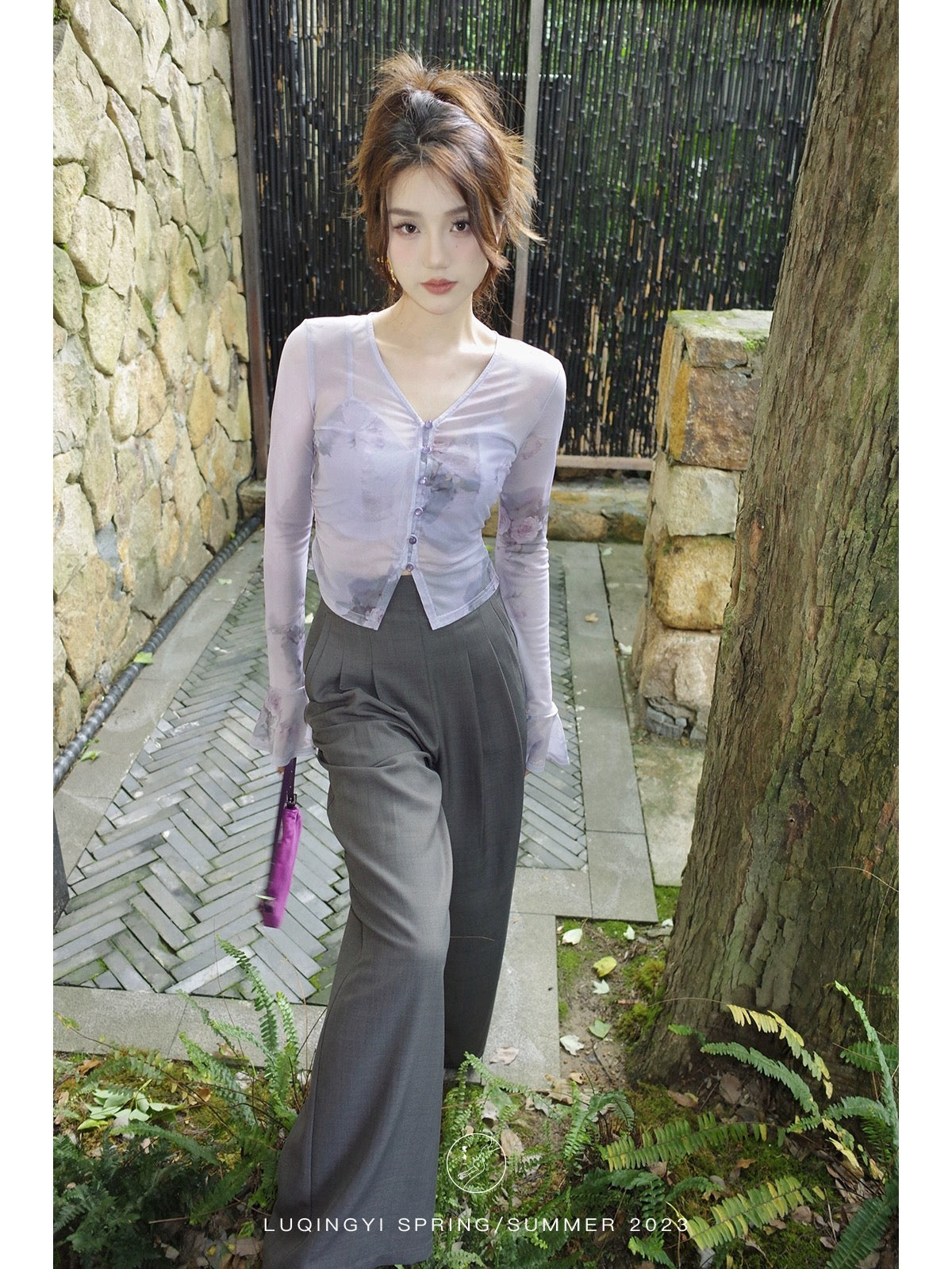 Lu Qingyi original [Purple Jade Hairpin] summer sun protection thin shirt women's long-sleeved summer lazy style shirt air-conditioning shirt