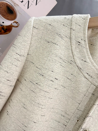 Off-white high-end chic and light luxury-style jacket for women, spring and autumn 2025 new retro slimming short top