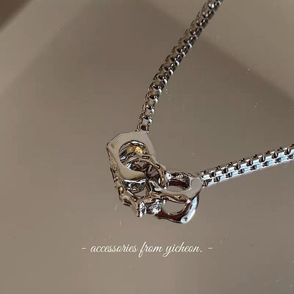 YIcheon Lost Chain Design Sense Necklace Couple Ring Buckle Japanese and Korean Ins Style Metal Clavicle Chain C13