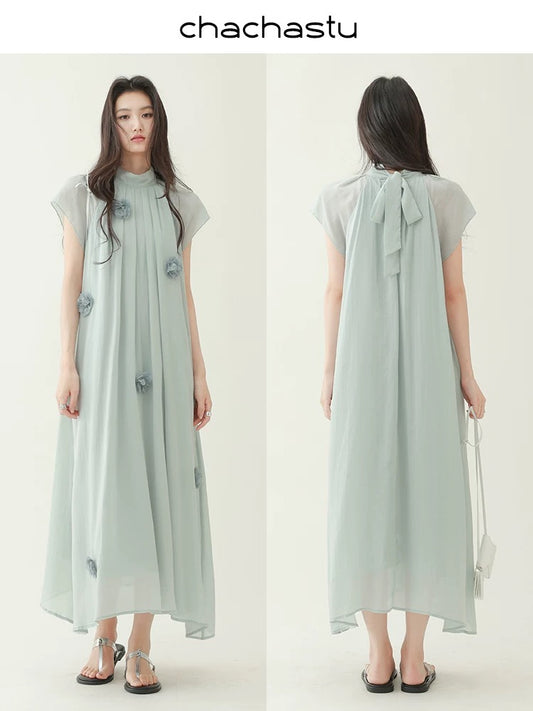 CHACHASTU [Summer Prologue] Live Beauty ~ Temperament Back Tie Design Lace Flower Skirt