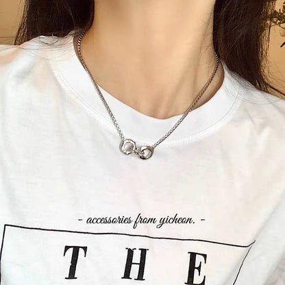 YIcheon Lost Chain Design Sense Necklace Couple Ring Buckle Japanese and Korean Ins Style Metal Clavicle Chain C13