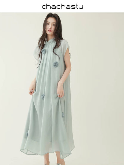 CHACHASTU [Summer Prologue] Live Beauty ~ Temperament Back Tie Design Lace Flower Skirt