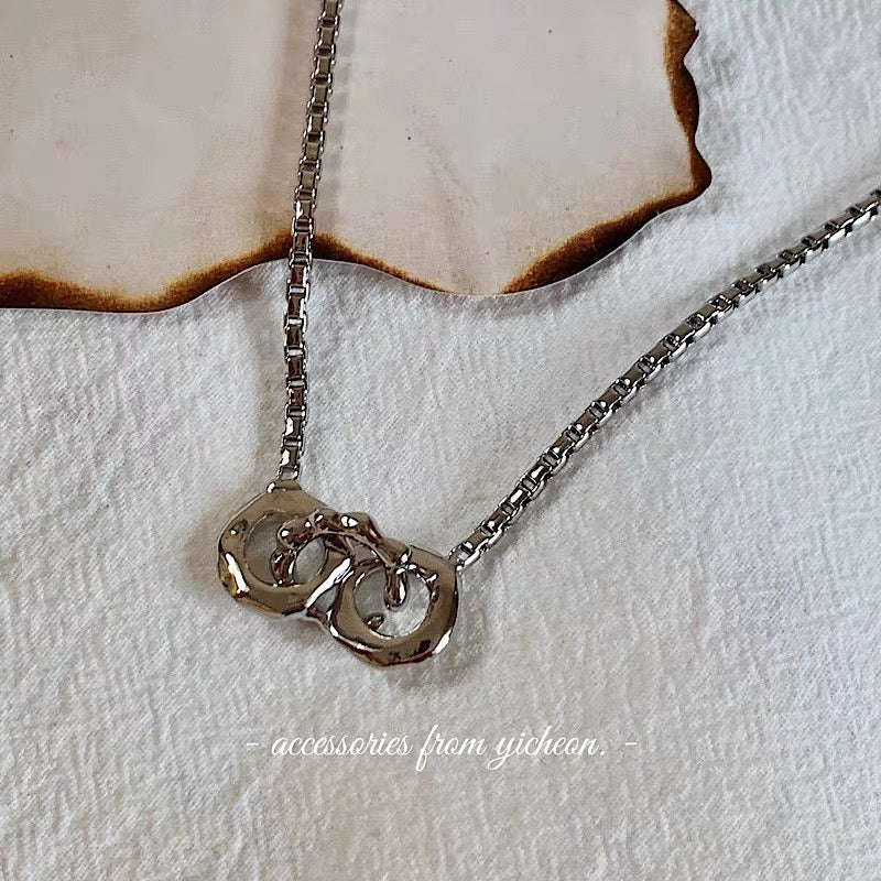 YIcheon Lost Chain Design Sense Necklace Couple Ring Buckle Japanese and Korean Ins Style Metal Clavicle Chain C13