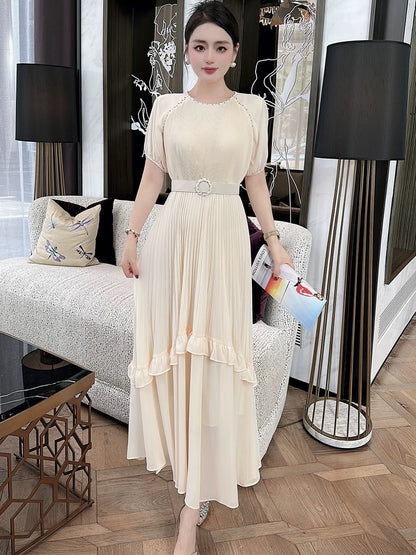European and American French women's clothing 2024 summer elegant, romantic, elegant long skirt, fashionable age-reducing holiday dress