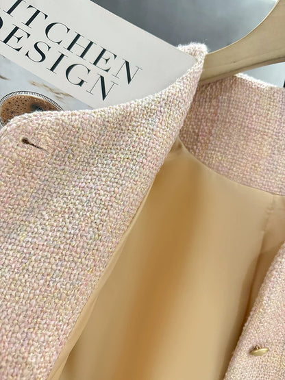 Pink, elegant,style short jacket for women, new autumn 2025 style, goddess-like, youthful, versatile top, Korean style.