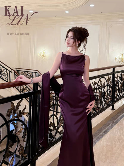 Original [KAI LIN] High-end, sophisticated mermaid dress—French vintage-inspired, exuding an elegant, high-society aesthetic.