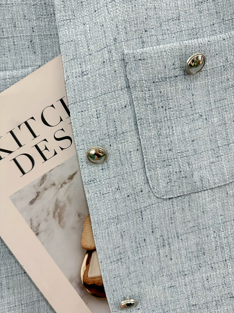 Blue fresh and simple small fragrance style short coat for women spring and autumn 2024 new cold style Hong Kong style light luxury top