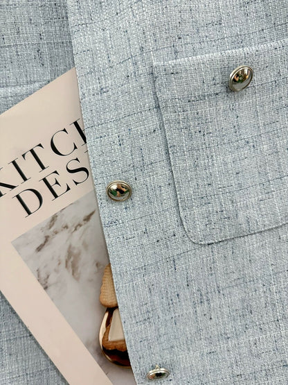 Blue fresh and simple small fragrance style short coat for women spring and autumn 2024 new cold style Hong Kong style light luxury top
