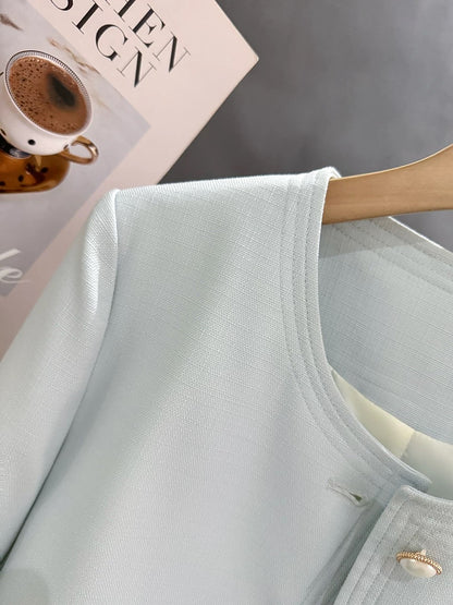 Blue Korean style super cute-inspired jacket for women, new spring and autumn 2025 style, elegant and stylish short top for petite women.