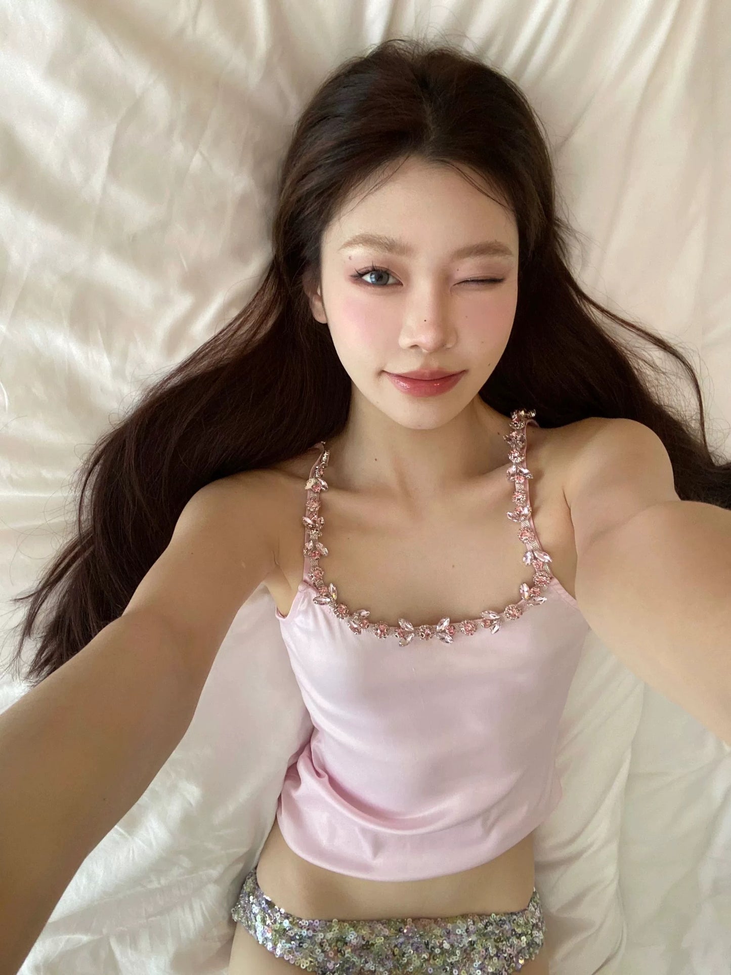 Song Soo-yeon SENIORS original pure lust sexy gem camisole feminine sweet and spicy style inner top
