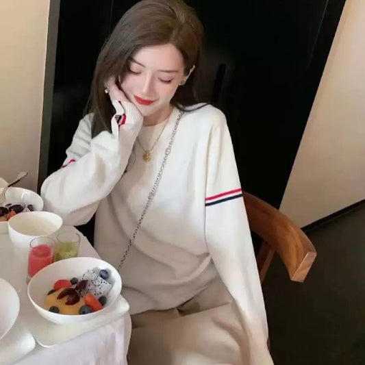 2026 Spring/Autumn New Style Elegant and Simple Round Neck Pullover Knit Sweater, Slimming, Versatile, Loose Korean Style Top