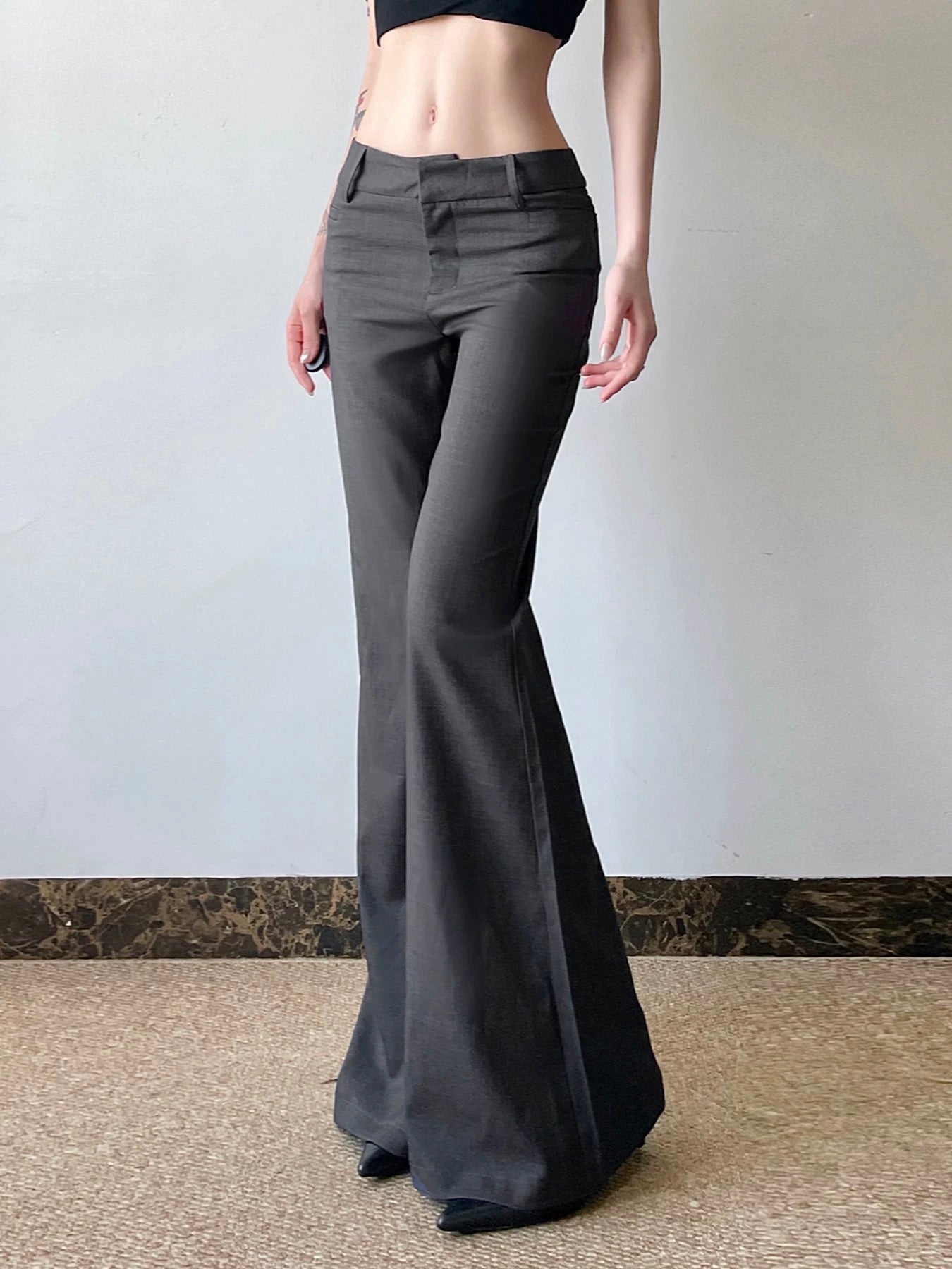 Amyway [Fashionable and Intelligent] Retro, Versatile and Drapey, Slim Suit Pants Covering the Hips, Sexy Slim Boot Pants