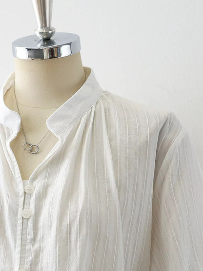 Five-point sleeve shirt for women 2025 summer new French round neck design niche temperament casual lantern sleeve shirt