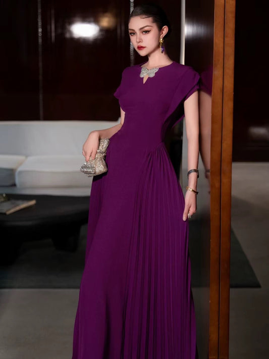 ZEROYK stunning temperament dress 2024 summer celebrity goddess style elegant high waist large hem pleated long skirt