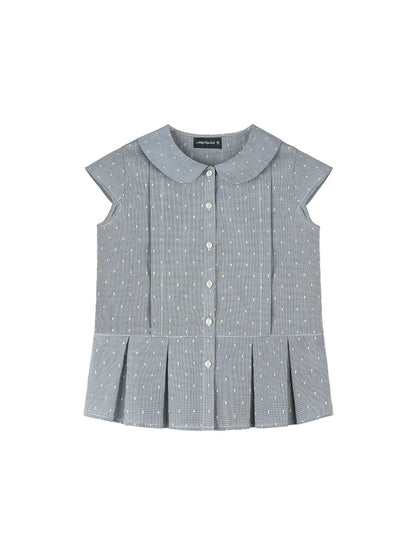 Galaxy Soda Polka Dot Short Sleeve Doll Collar Shirt Summer Women's Small Shirt Slimming Short Half Sleeve Top