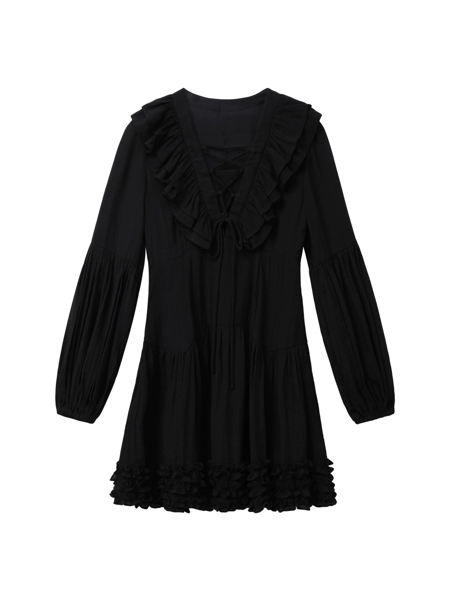 YOUX [Late Drunk in Bordeaux] Black Dress Women's 2024 Spring New French Style Square Neck A-Line Short Skirt