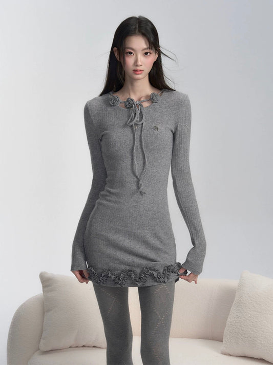 fragileheart fragile store outlines Venus goddess three-color strap knitted slim dress winter