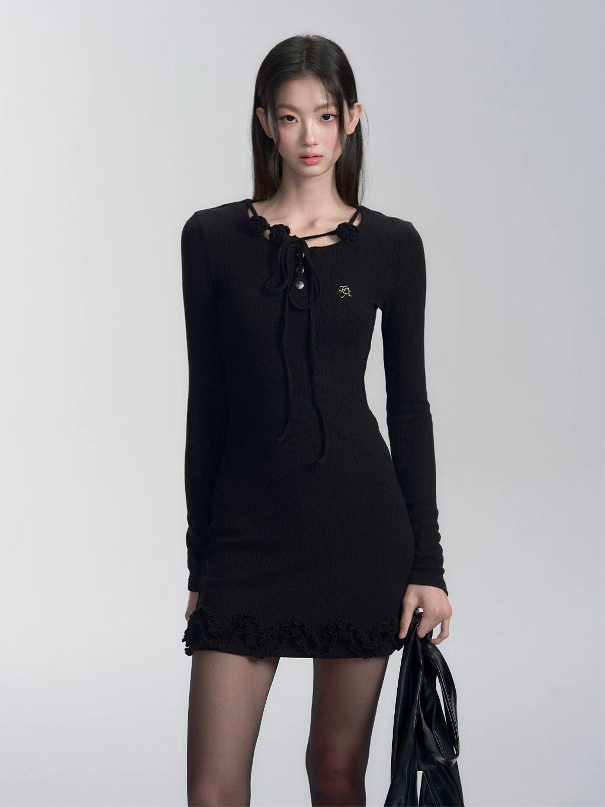 fragileheart fragile store outlines Venus goddess three-color strap knitted slim dress winter