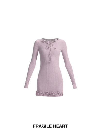 fragileheart fragile store outlines Venus goddess three-color strap knitted slim dress winter
