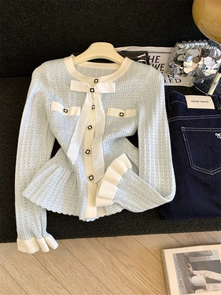 Jade Closet direct store recommendation ~ Medela sweet style design bow hollow knitted sweater for women