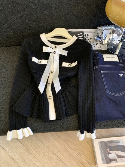 Jade Closet direct store recommendation ~ Medela sweet style design bow hollow knitted sweater for women