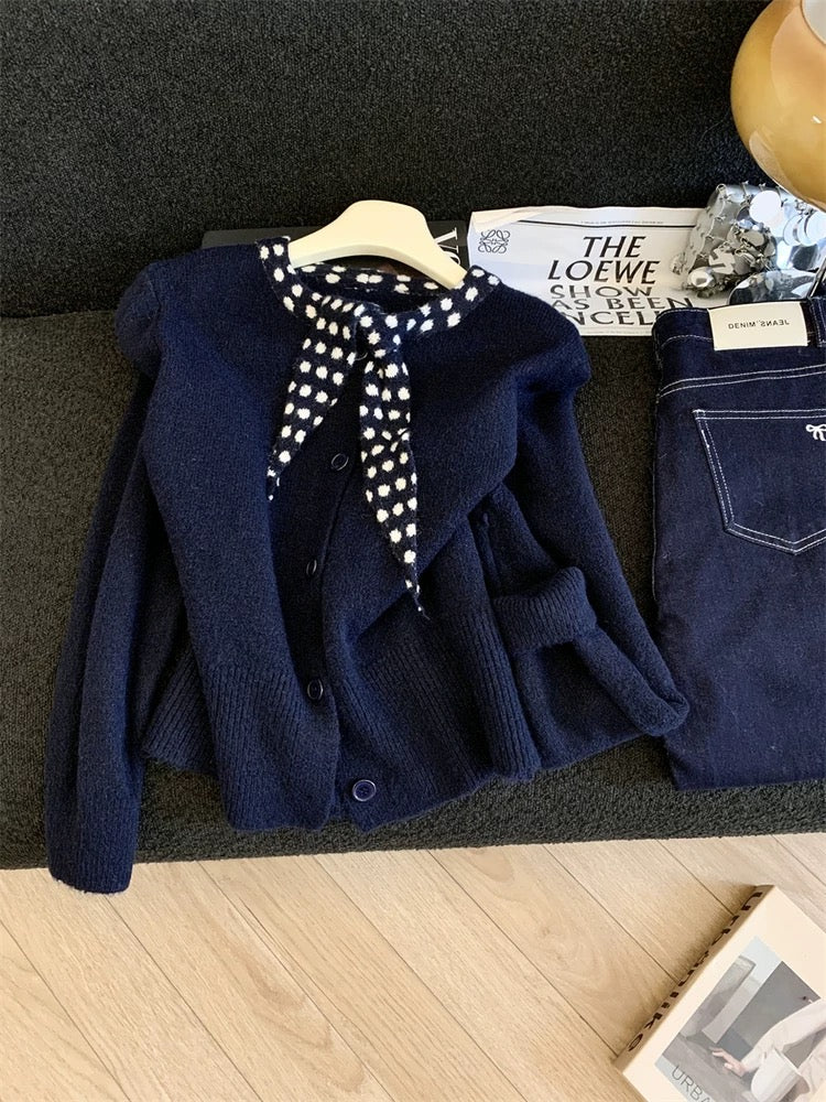 Jade Closet direct store recommendation ~ Medela sweet style with scarf knitted cardigan sweater jacket autumn and winter