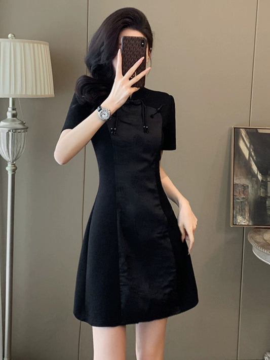 Small black dress women's new summer style super good-looking new Chinese style slimming and American style improved cheongsam skirt