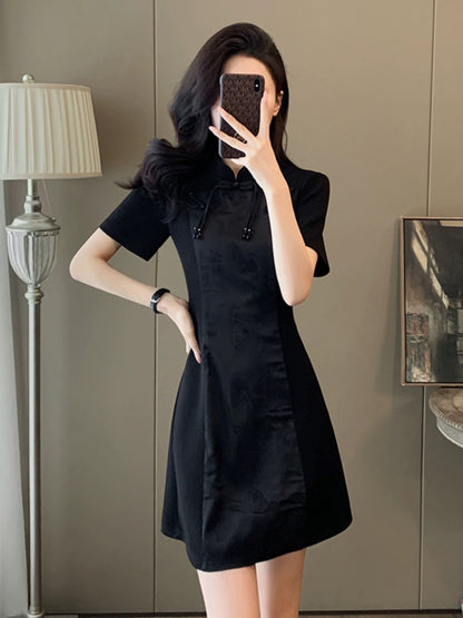 Small black dress women's new summer style super good-looking new Chinese style slimming and American style improved cheongsam skirt