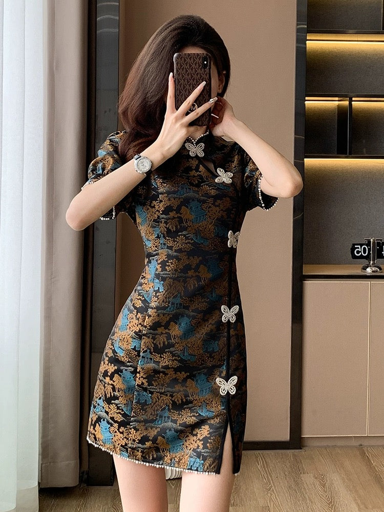 2024 new summer style new Chinese style improved cheongsam dress women's high-end light national style young style slit skirt