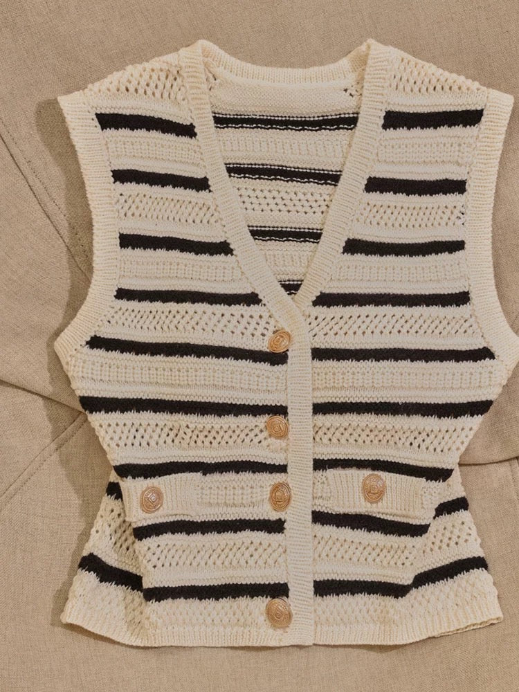 European and American style fashion new women's sexy striped bottoming top solid color slimming slimming hollow camisole trendy