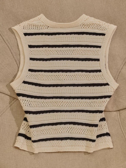 European and American style fashion new women's sexy striped bottoming top solid color slimming slimming hollow camisole trendy