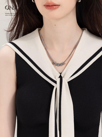 Ouyang Xi's "College Representative" Niche Unique Chic Vest Women's Summer New Casual Black Top Suit