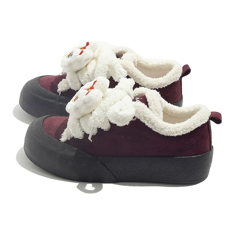 BEIER plus velvet cotton shoes women's warm thick-soled lamb women's shoes winter outer wear 2024 new versatile niche shoes