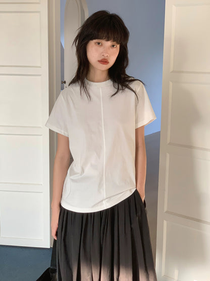 eighthmonth solid color design niche short-sleeved shoulder t-shirt women's summer new white top