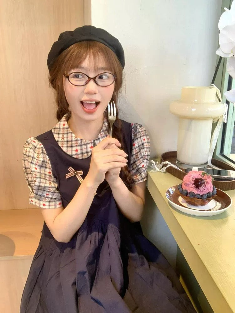 Japanese retro college style fake two-piece doll collar splicing dress Lee Nhi Boutique Japanese retro college style fake two-piece doll collar splicing dress Lee Nhi Boutique
