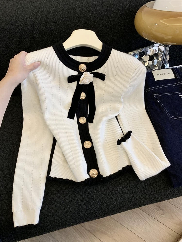 Jade Closet direct store recommendation ~ Medela sweet style three-dimensional flower long-sleeved knitted sweater for women in autumn and winter