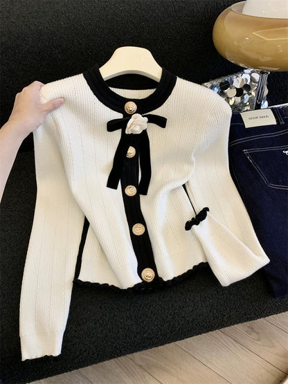 Jade Closet direct store recommendation ~ Medela sweet style three-dimensional flower long-sleeved knitted sweater for women in autumn and winter