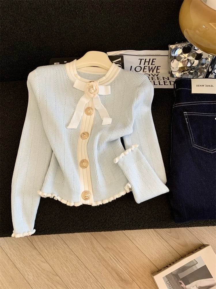 Jade Closet direct store recommendation ~ Medela sweet style three-dimensional flower long-sleeved knitted sweater for women in autumn and winter