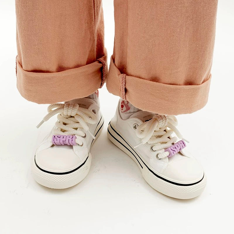 BEIER thick-soled canvas shoes for women 2024 summer new retro casual sneakers with skirts white shoes for women