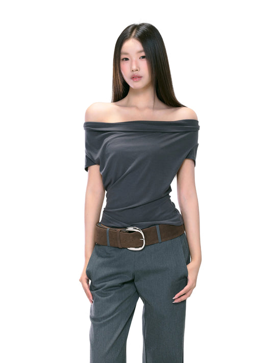 WITHMIN one-shoulder tops new summer off-shoulder sexy hot girl pure desire waist slimming short-sleeved women's T-shirt