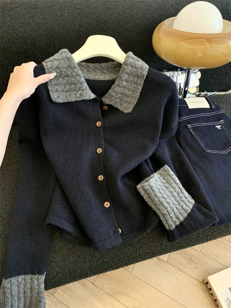 Jade Closet direct store recommendation ~ Medela sweet style lapel design knitted cardigan sweater jacket