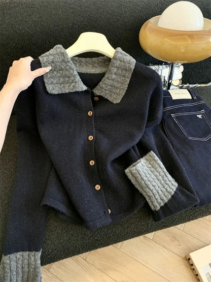 Jade Closet direct store recommendation ~ Medela sweet style lapel design knitted cardigan sweater jacket