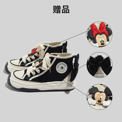 BEIER canvas shoes for women spring breathable 2024 new white shoes high-top women's shoes versatile thick-soled casual shoes