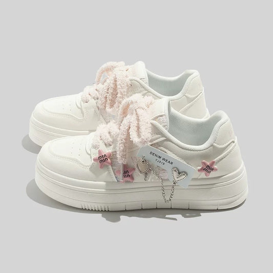 BEIER white shoes thick-soled small fragrant shoes 2024 new breathable versatile student sports shoes summer sneakers