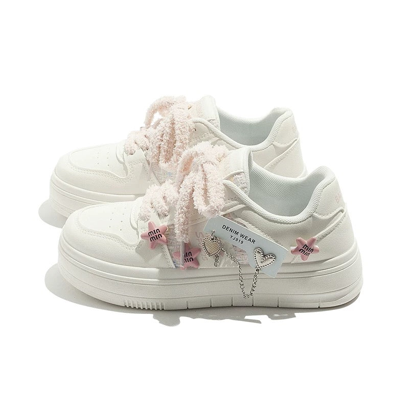 BEIER white shoes thick-soled small fragrant shoes 2024 new breathable versatile student sports shoes summer sneakers