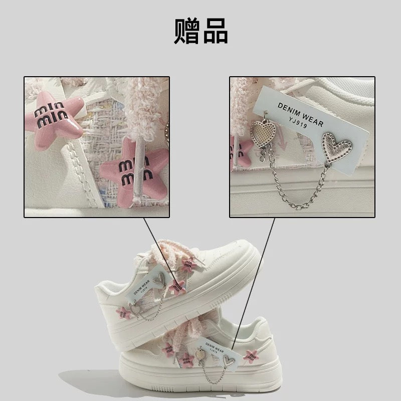 BEIER white shoes thick-soled small fragrant shoes 2024 new breathable versatile student sports shoes summer sneakers
